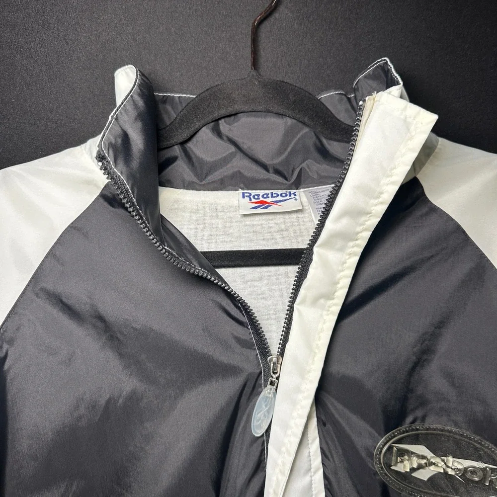 90s Reebok Anorak Jacket Men‎ Medium Black White Colorblock Commuter Streetwear